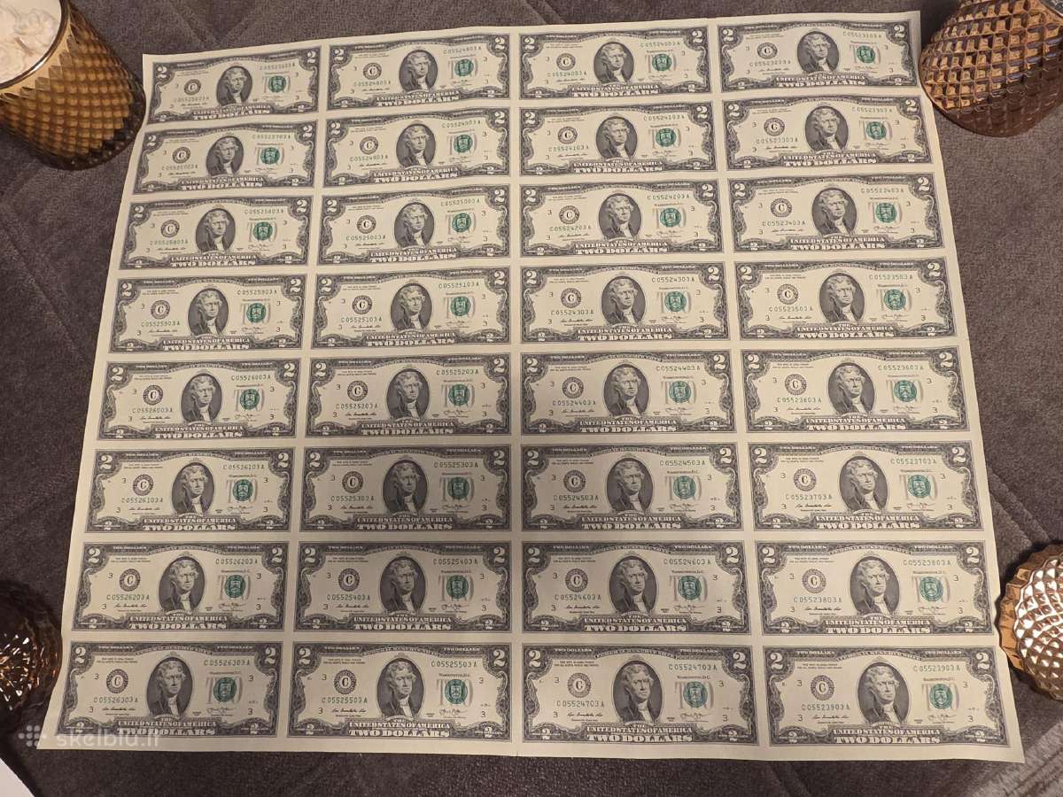 Banknotai 32vnt vienas lapas. Originalūs - nuotraukos Nr. 2