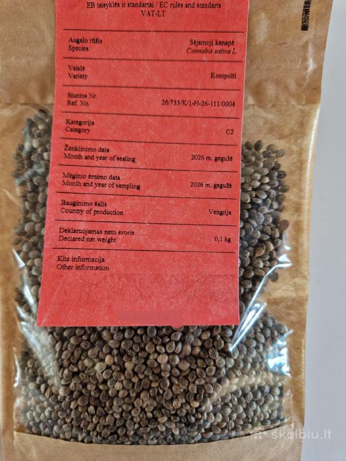 Kompolti pluoštinių kanapių sėklos sodininkystei
