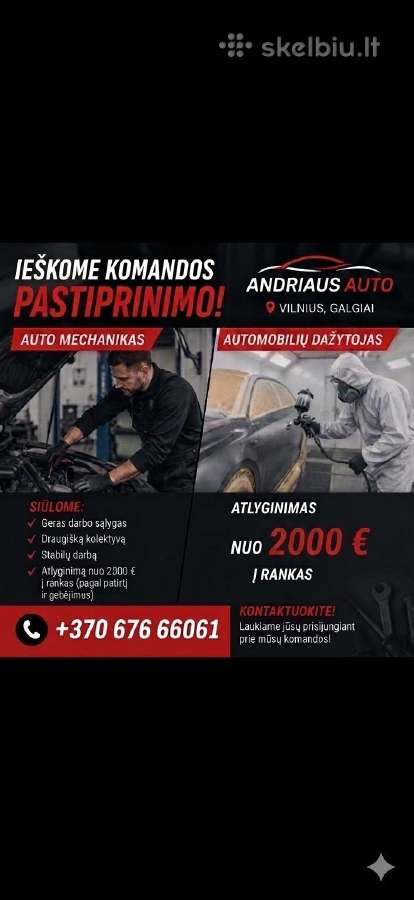 Auto mechaniko ir automobiliu dažytojo