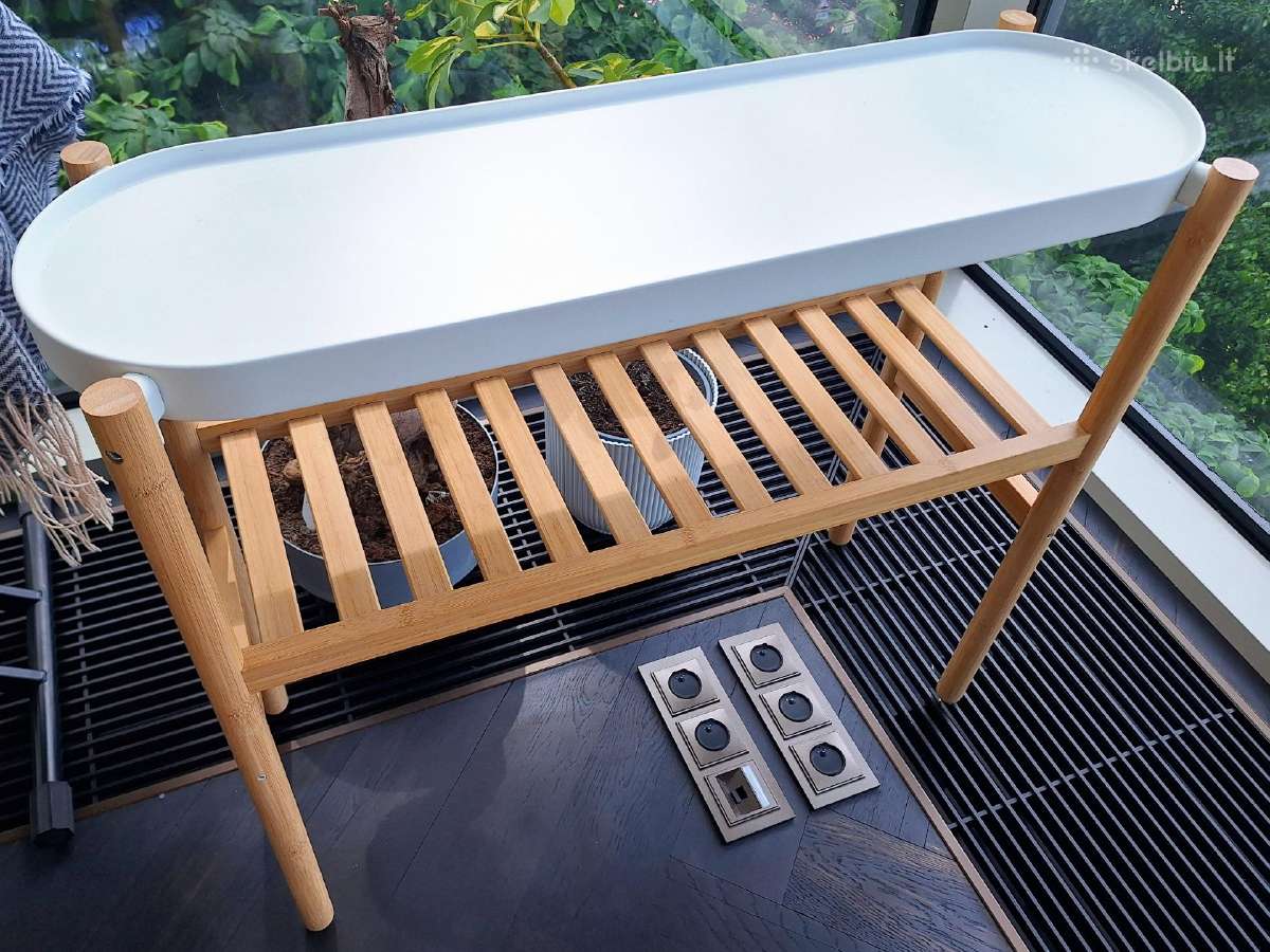 Ikea Satsumas Augalų stovas, bambukas/balta, 70 cm