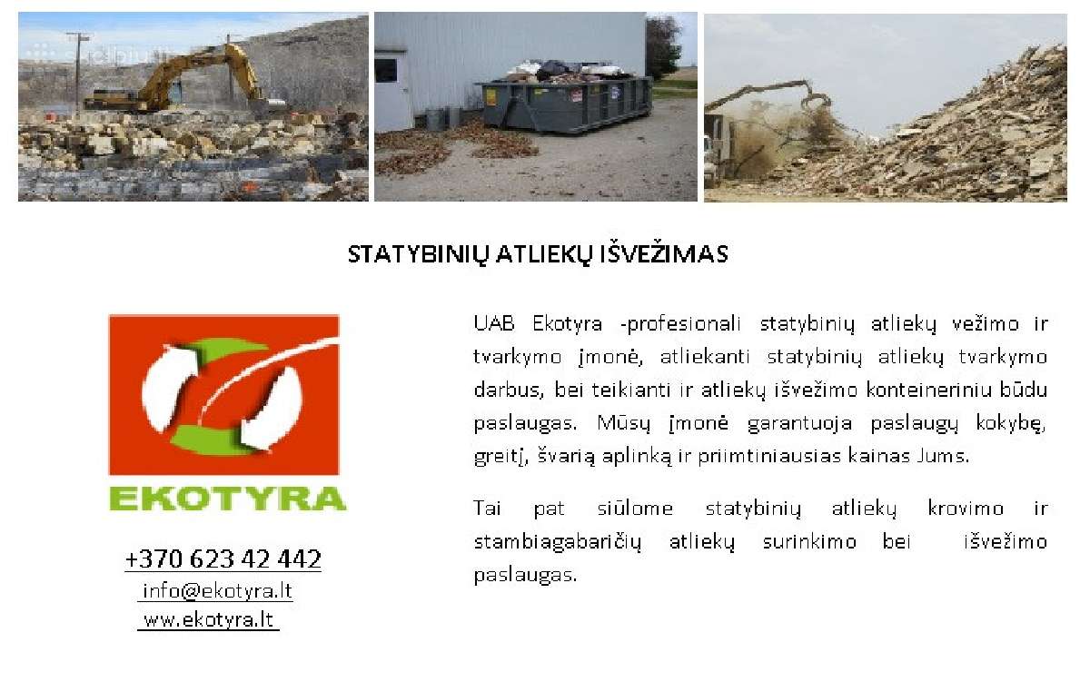 Statybinių ir gamybinių atliekų išvežimas | Skelbiu.lt Statybinių ir gamybinių atliekų išvežimas