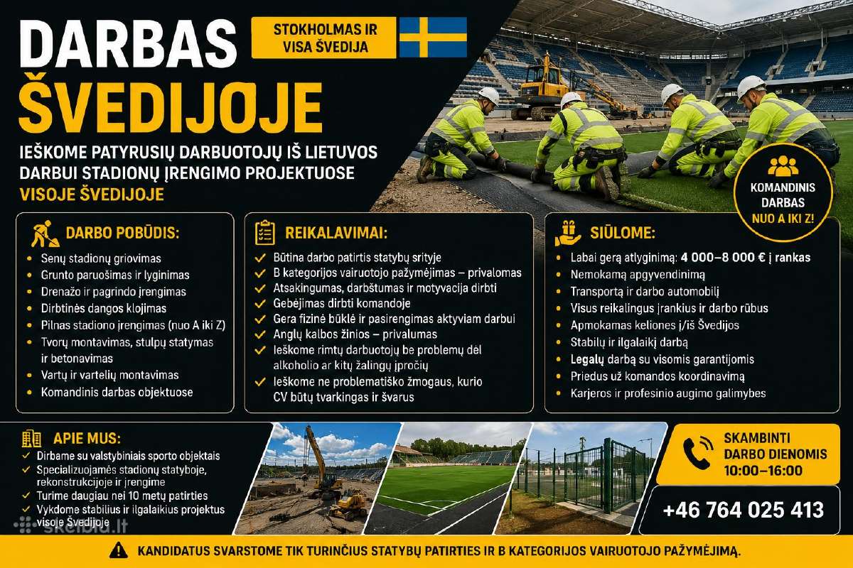 Darbas Švedijoje!