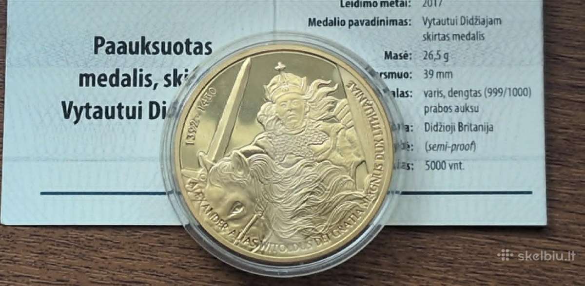 Vytautui Didžiajam skirtas medalis