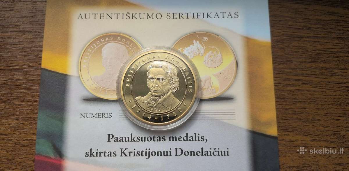 Kristijono Donelaičio paauksuotas medalis
