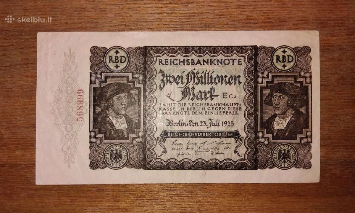 Vokietijos 2 mln markių banknotas