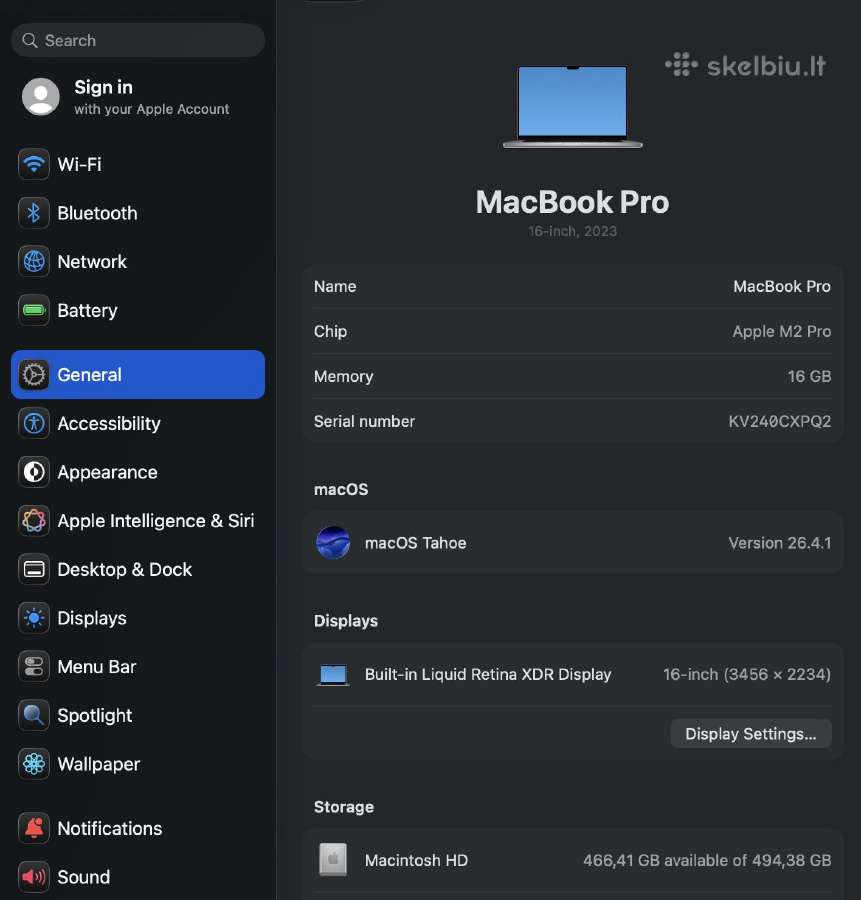MacBook Pro 16 M2 Pro 16/512gb 2023 - nuotraukos Nr. 3
