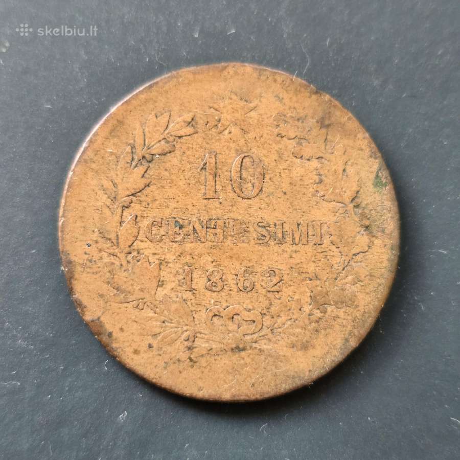Italija 1862 10 centesimi bronze - nuotraukos Nr. 2