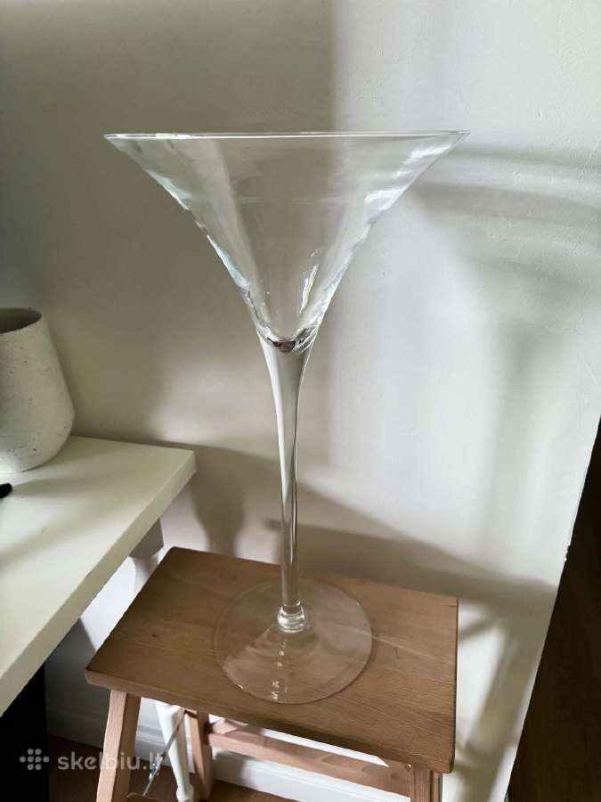 Stiklinės vazos martinio taurės formos, h-49,5 cm - nuotraukos Nr. 2