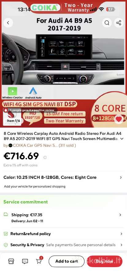 Audi B9 android ekranas