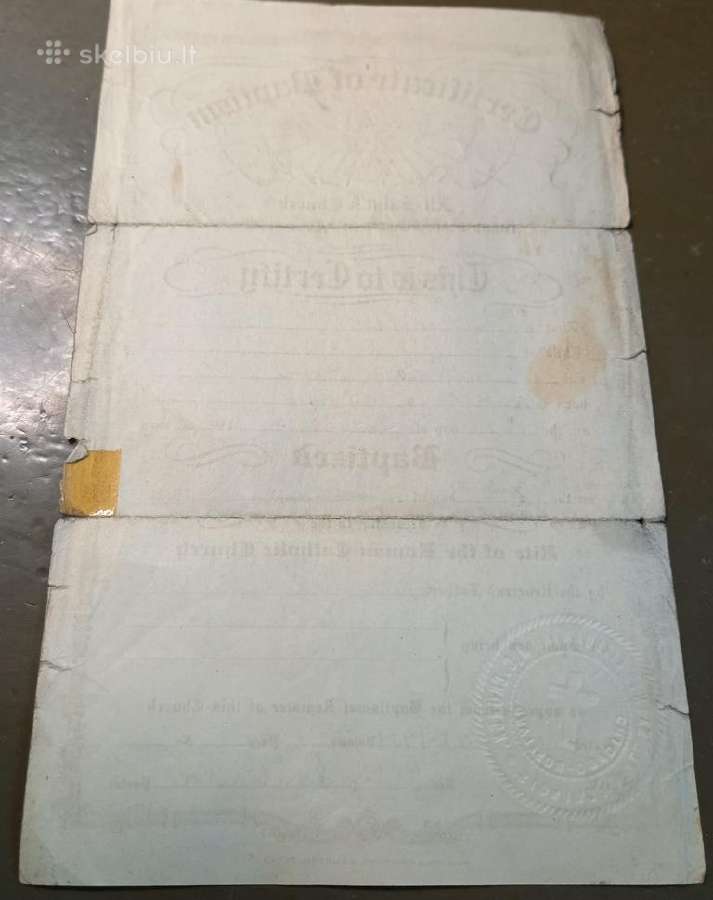 JAV Lt 1921 išeivių babtistų bažnyčios sertifikats - nuotraukos Nr. 3