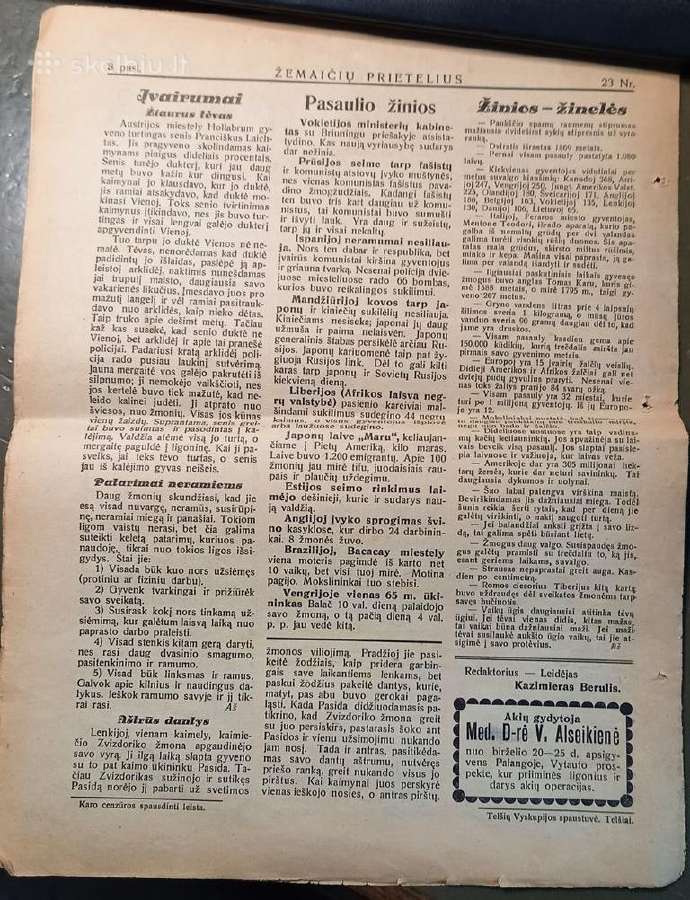 Telšiai 1932/35 "Žemaičių prietelius" laikraštei - nuotraukos Nr. 4