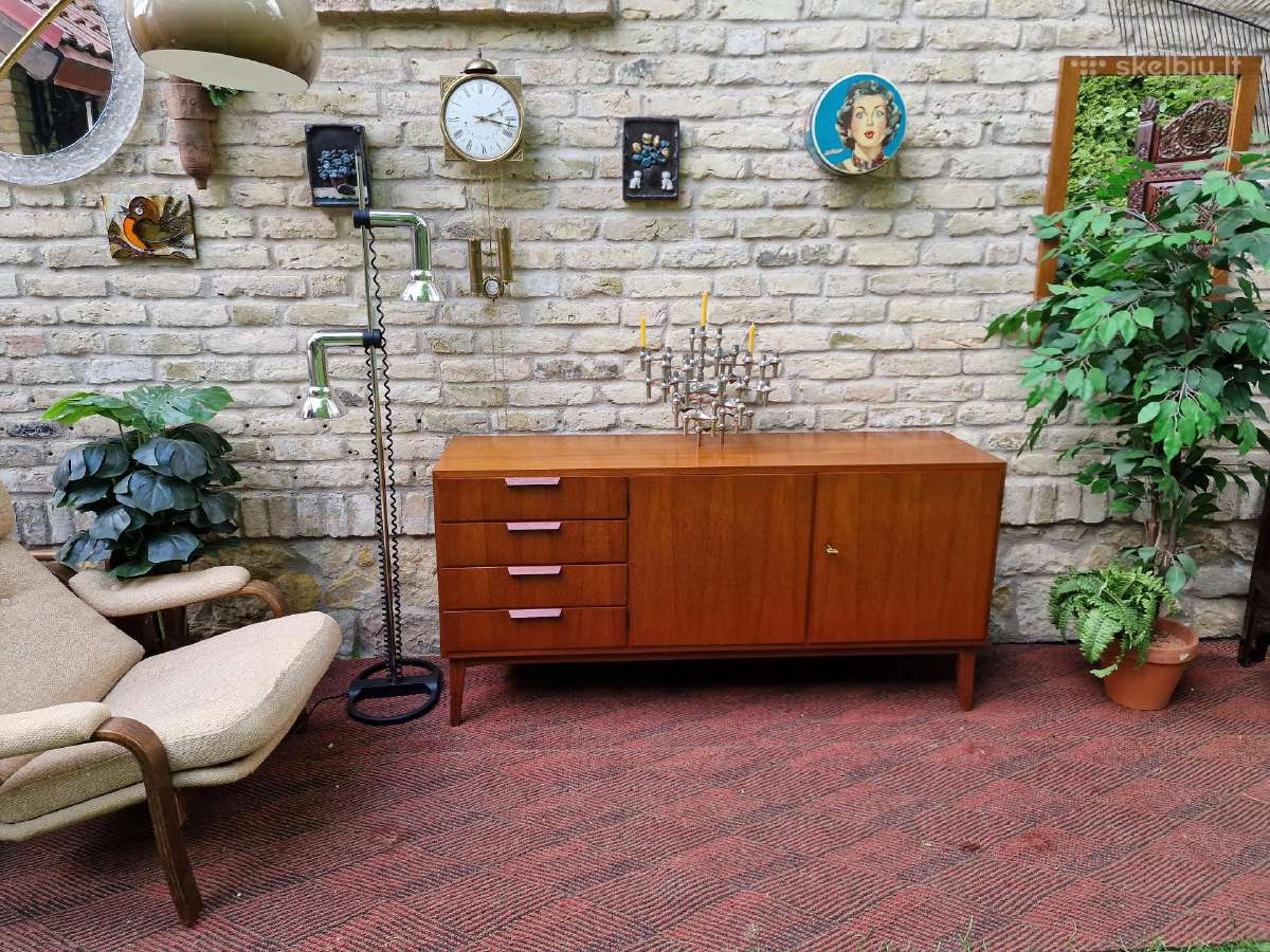 Vintažinė mid century tikmedžio komoda/indauja - nuotraukos Nr. 3