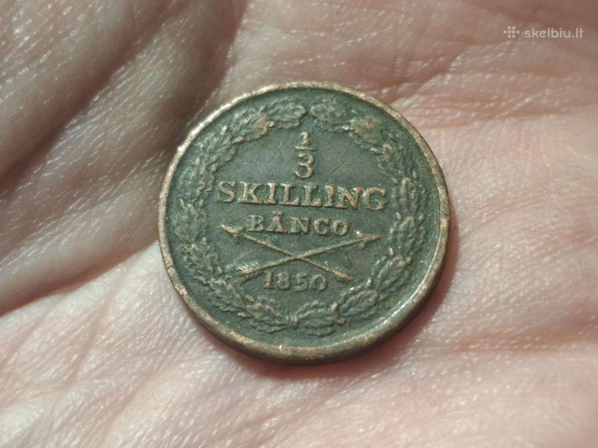 Švedija 1/3 skilling 1850