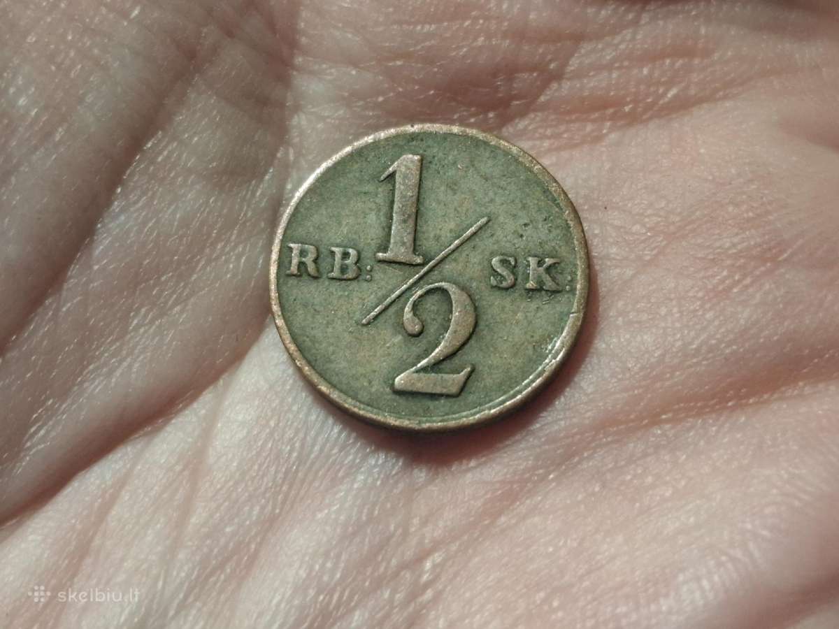 Danija 1/2 skilling 1838