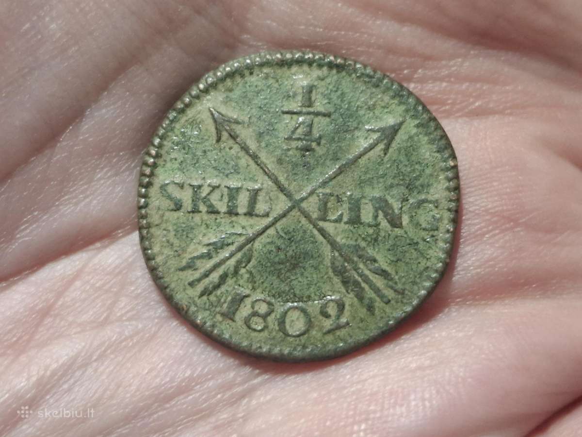 Švedija 1/4 skilling 1802