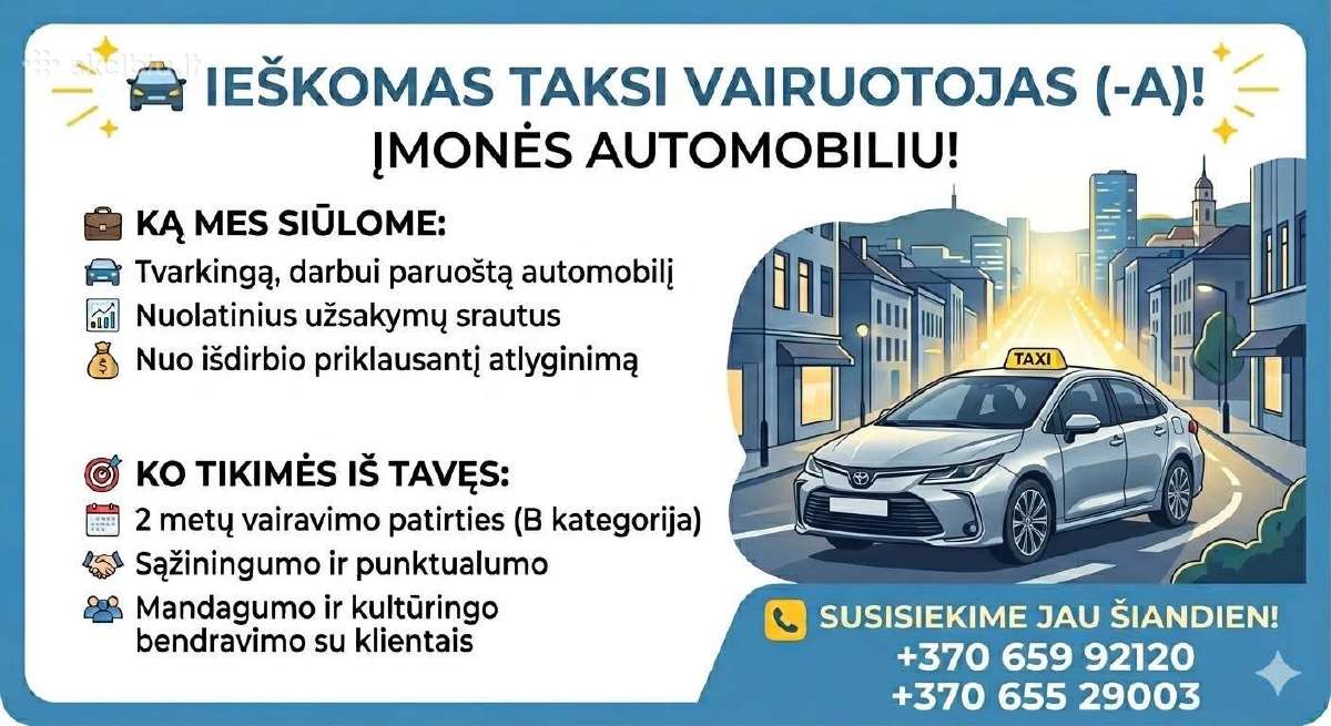 Darbas Taksi vairuotojui