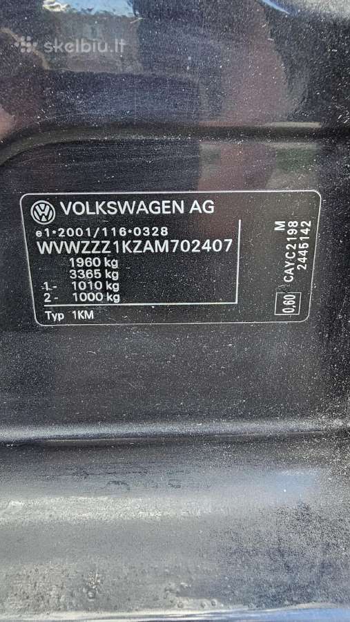 VW golf 1.6 tdi 2010 - nuotraukos Nr. 9