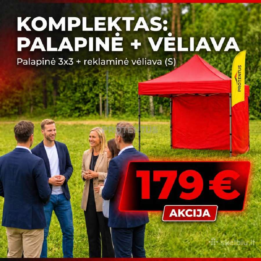 Prekybinė palapinė su reklamine vėliava! Akcija !