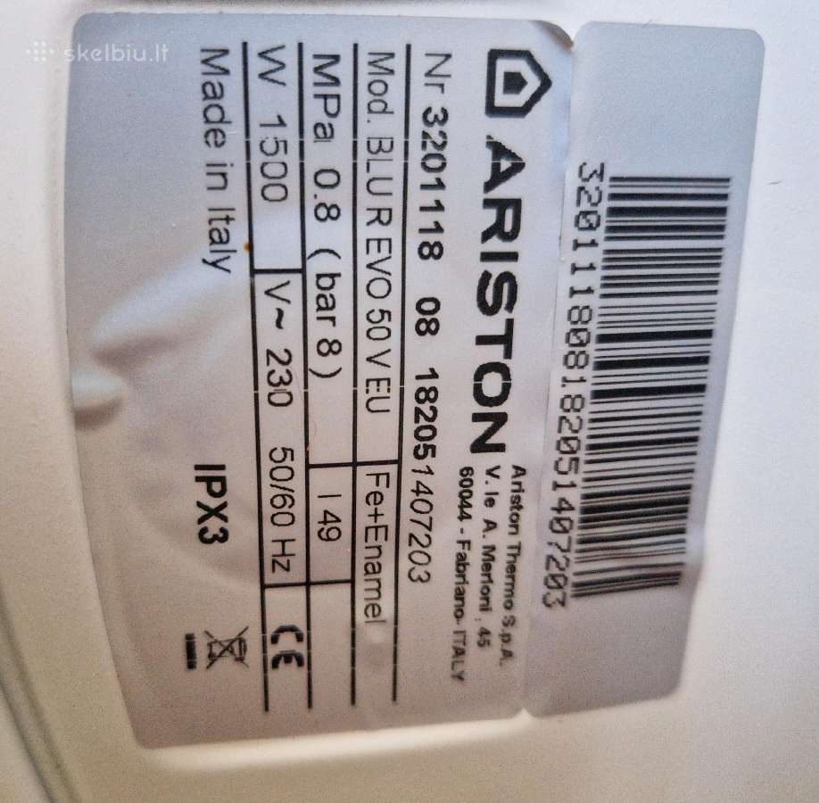 Elektrinis vandens šildytuvas Ariston Blu1 R 50 V - nuotraukos Nr. 4