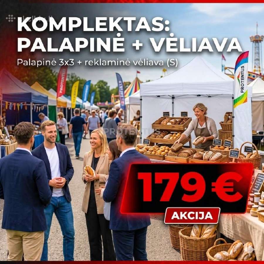 Prekybinė palapinė su reklamine vėliava! Akcija ! - nuotraukos Nr. 3