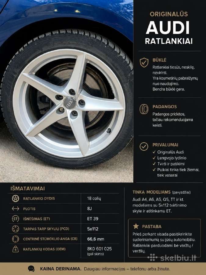 Parduodami originalūs Audi ratlankiai
