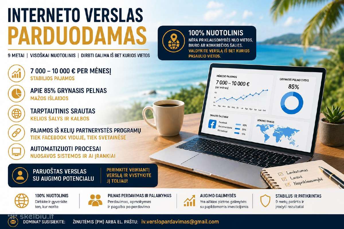 Parduodamas paruoštas internetinis verslas