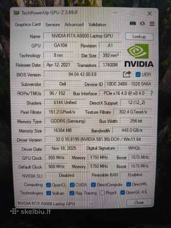 Precision 7760 i7-11850h 16/512 SSD Rtx A5000 16gb - nuotraukos Nr. 7