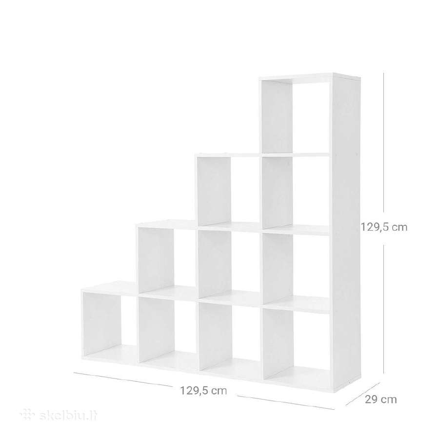 Knygų lentyna su 10 skyrių, balta