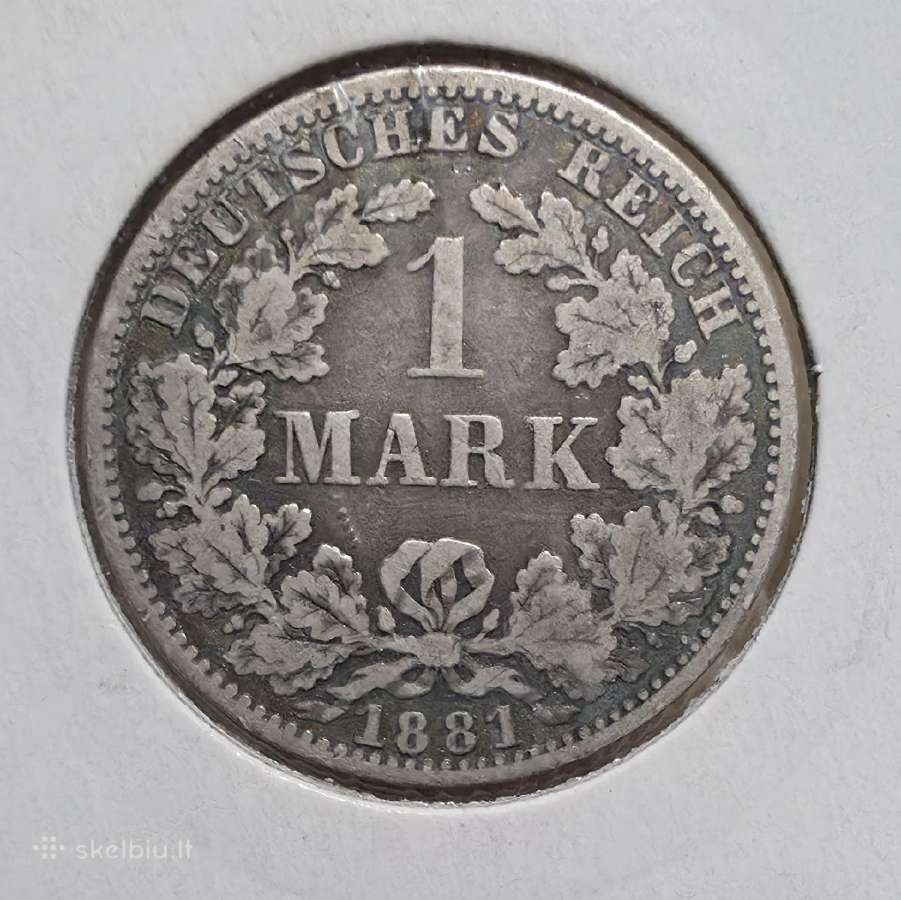 Sidabrinė Vokietijos 1 Mark 1881 A (Patina)