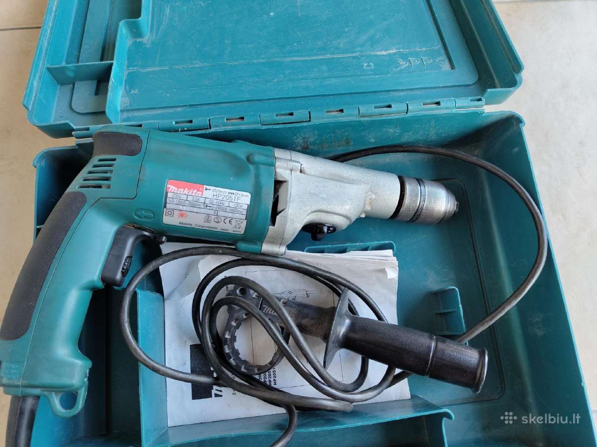 Smūginis gręžtuvas Makita Hp2051f su lagaminu - nuotraukos Nr. 2