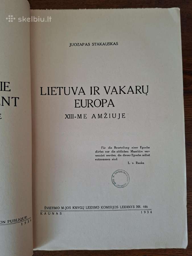 J. Stakauskas. Lietuva ir Vakarų Europa XIII. 1934 - nuotraukos Nr. 3