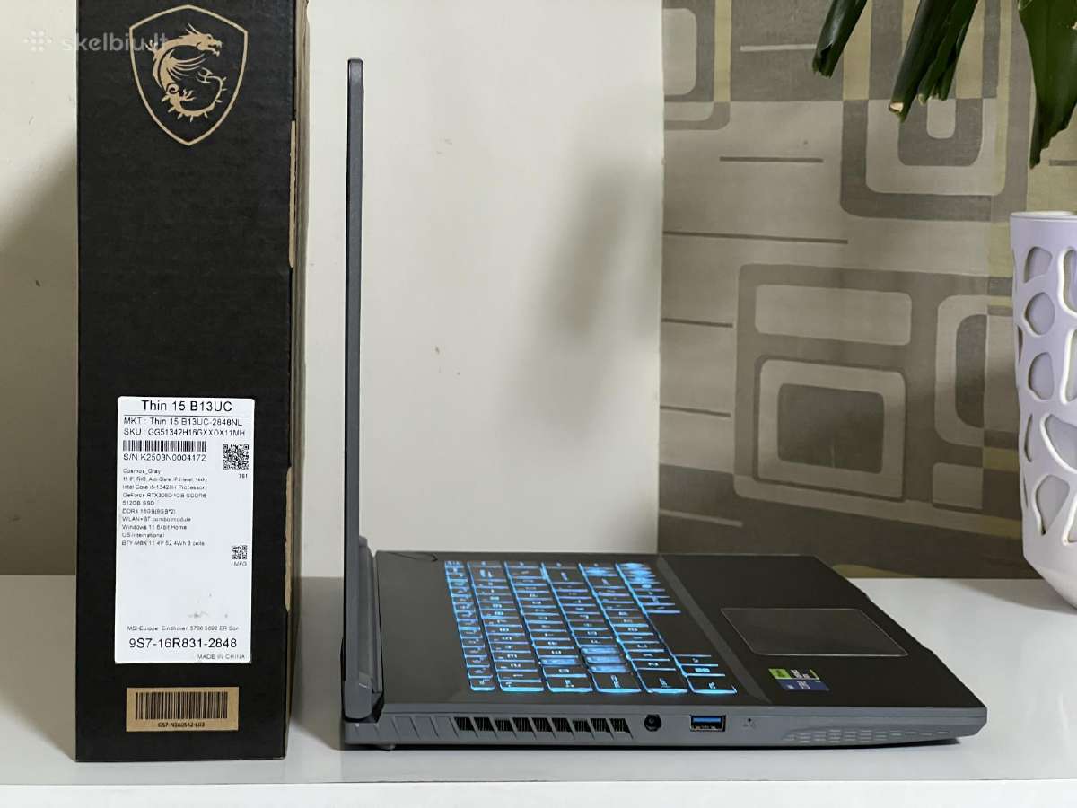 Parduodamas Msi Thin 15 su Rtx 3050, I5-13k, 144hz - nuotraukos Nr. 5