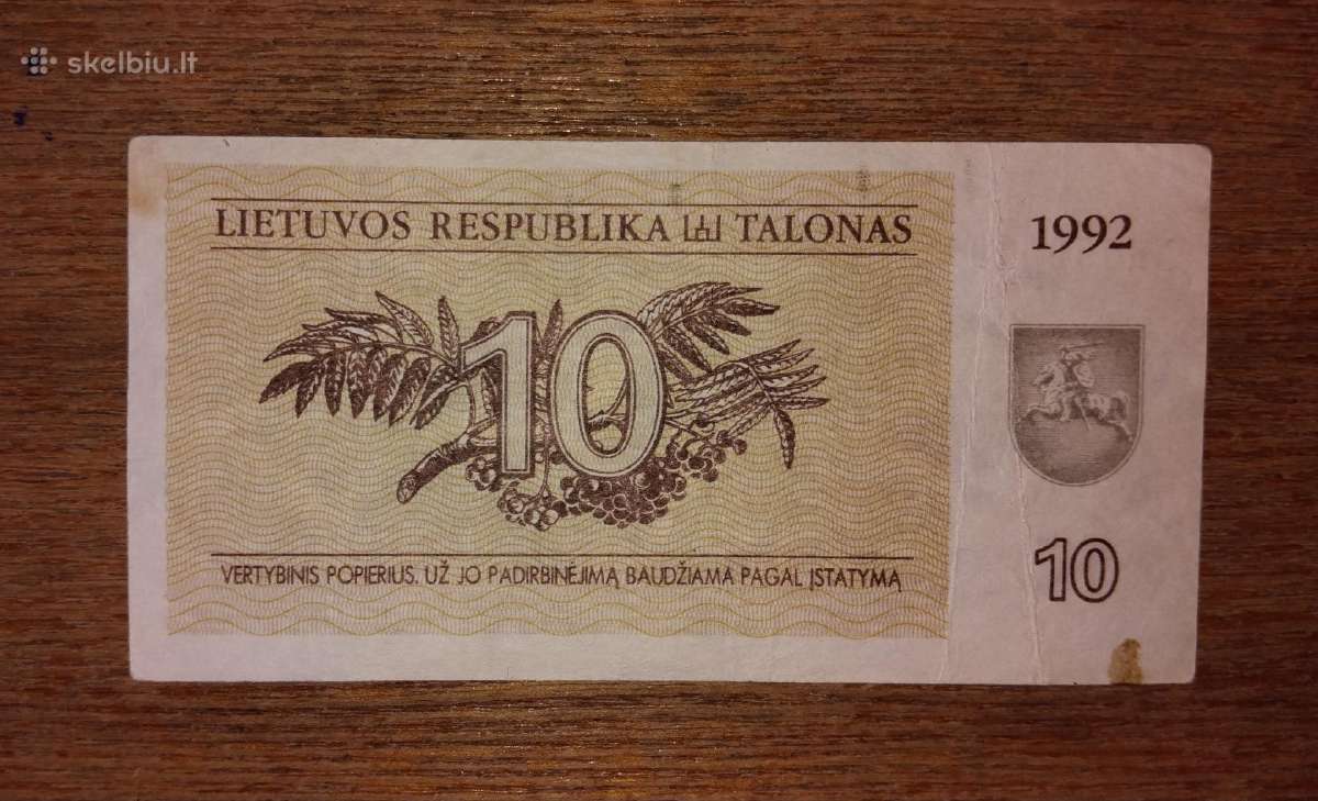 Lietuvos 10 talonu banknotas - nuotraukos Nr. 2