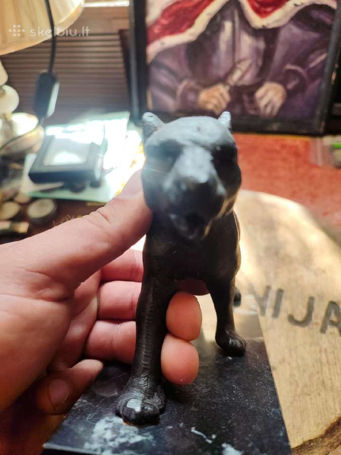 Metalinė statulėlė pantera ant marmuro jo pado - nuotraukos Nr. 5