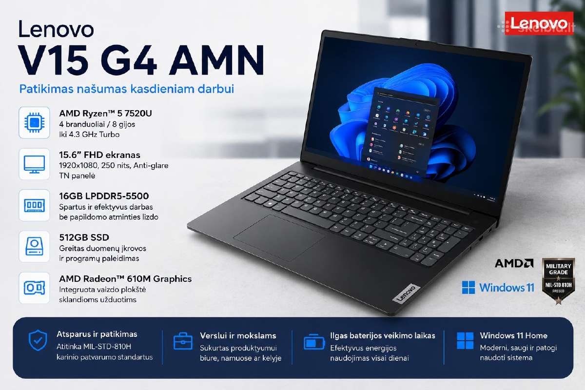 Nešiojamas kompiuteris Lenovo V15 G4