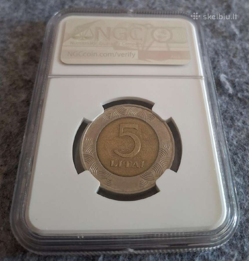 5 litų moneta 1999m. su gaidžiu, sertifikuota Ngc