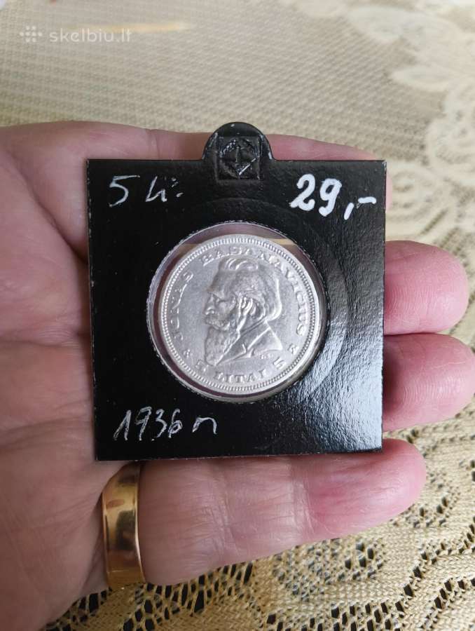 5 Litai 1936 m. Originalas. Sidabras, Gero Stovio