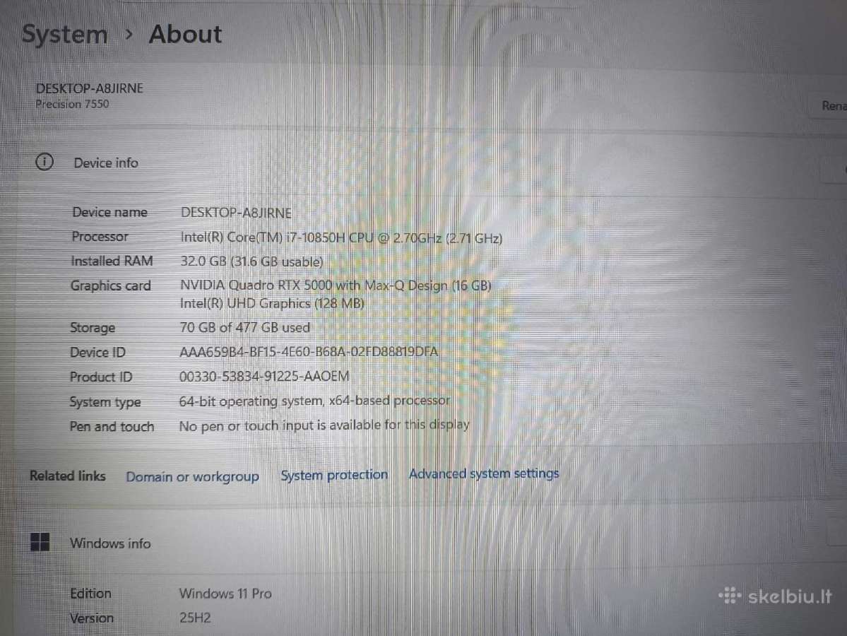 Precision i7-10850h 32gb 512gb SSD Rtx 5000 Max-q - nuotraukos Nr. 4