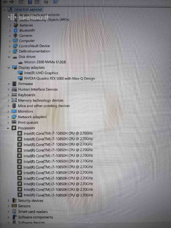 Precision i7-10850h 32gb 512gb SSD Rtx 5000 Max-q - nuotraukos Nr. 5