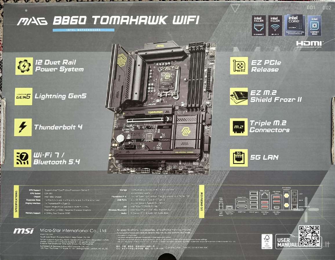 Msi b860 Tomahawk Pagrindinė plokštė
