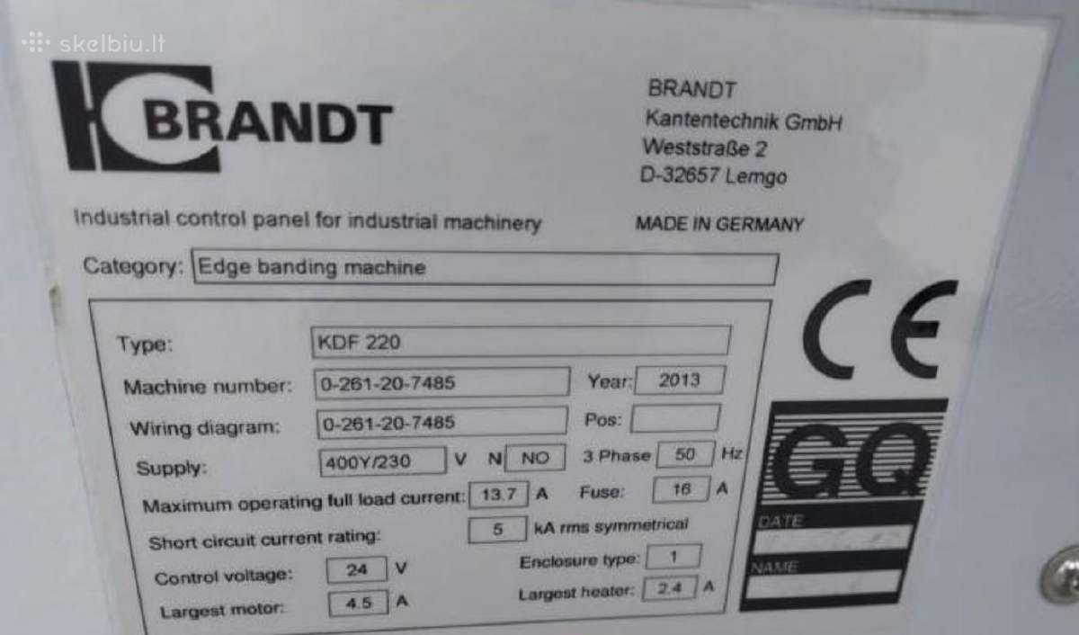 Briaunų laminavimo staklės Brandt Kdf220 - nuotraukos Nr. 11