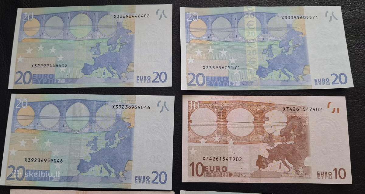 Euro banknotai nominalai 5-10-20 2002m - nuotraukos Nr. 5
