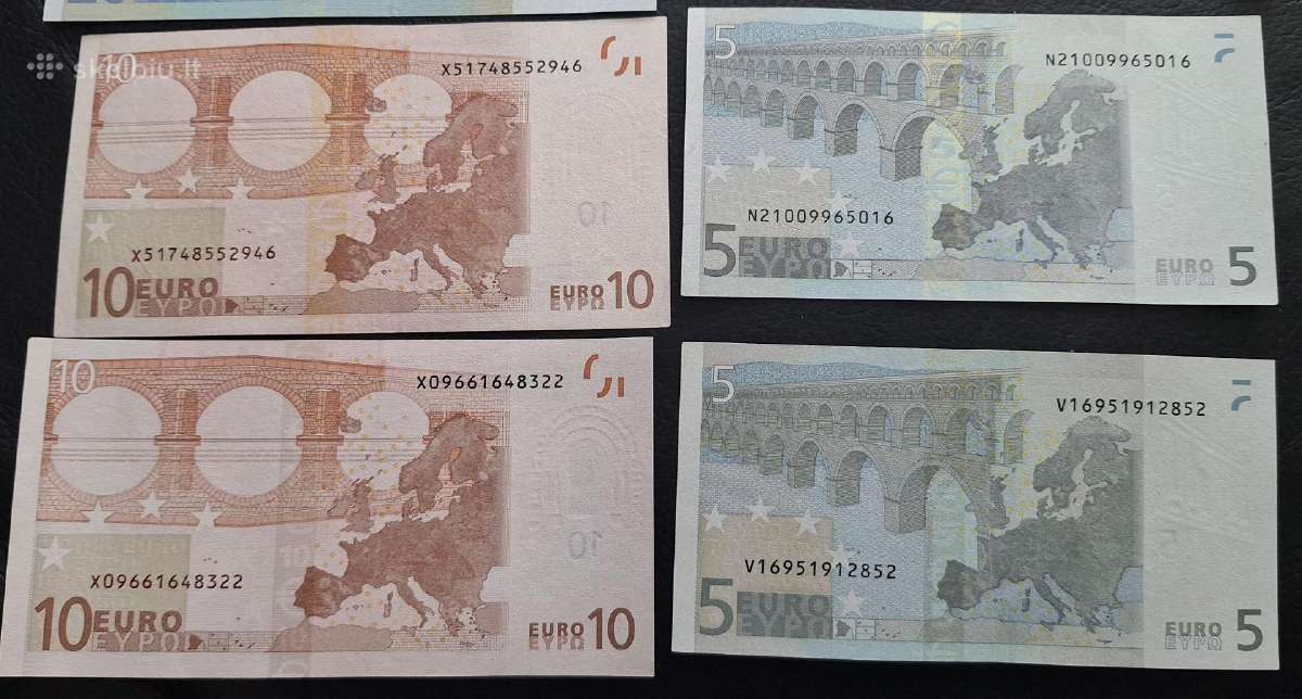 Euro banknotai nominalai 5-10-20 2002m - nuotraukos Nr. 6
