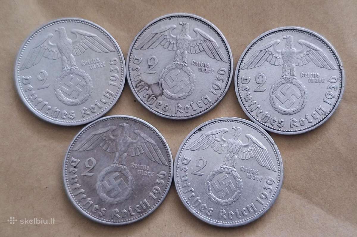 Vokietijos 3 reicho rečiausios 2mark 1936-1939m - nuotraukos Nr. 2