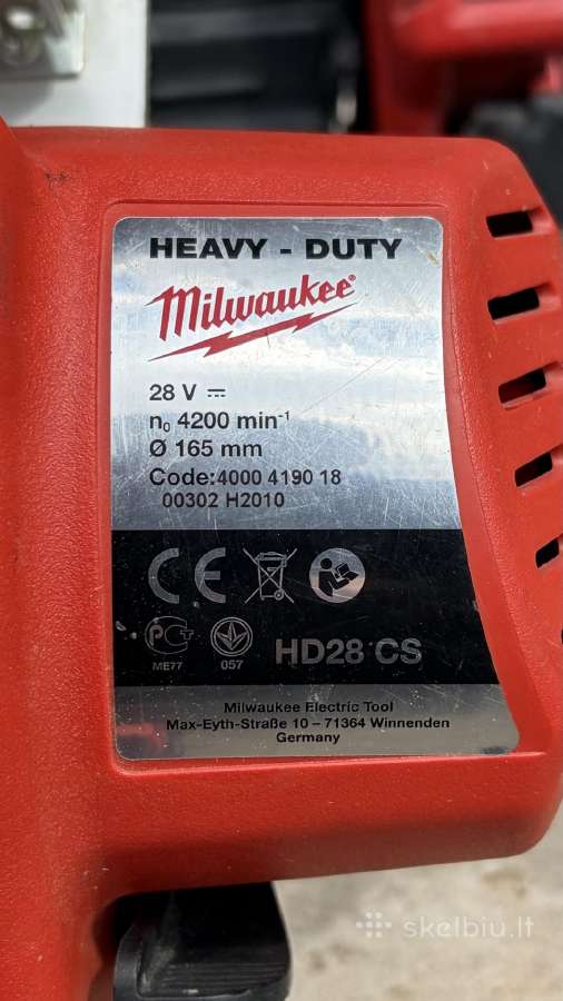 Akumuliatorinis diskinis pjuklas Milwaukee V28 - nuotraukos Nr. 3