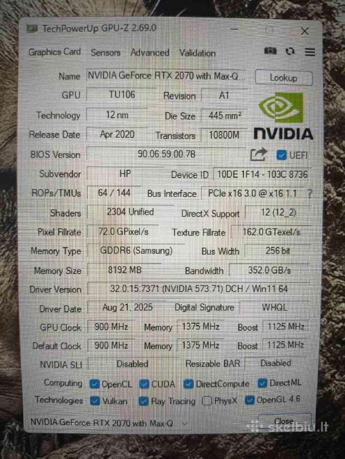 Zbook i9-10885h 32gb 1tb SSD Nvidia Rtx 2070 8gb - nuotraukos Nr. 7