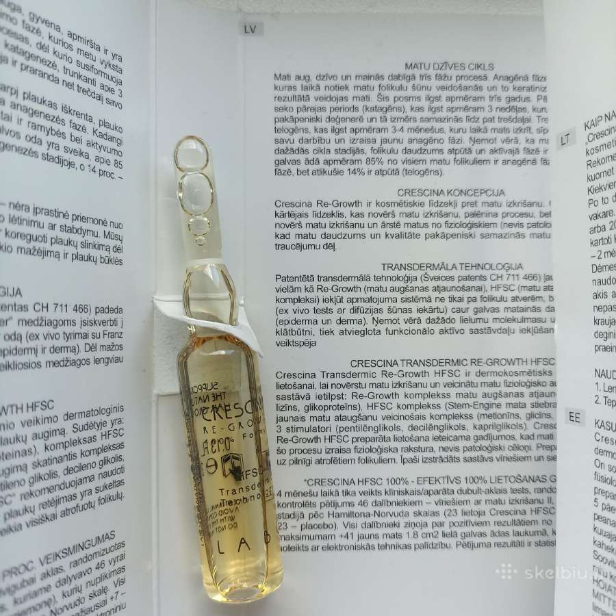 Plaukų ataugimą skatinančios ampulė