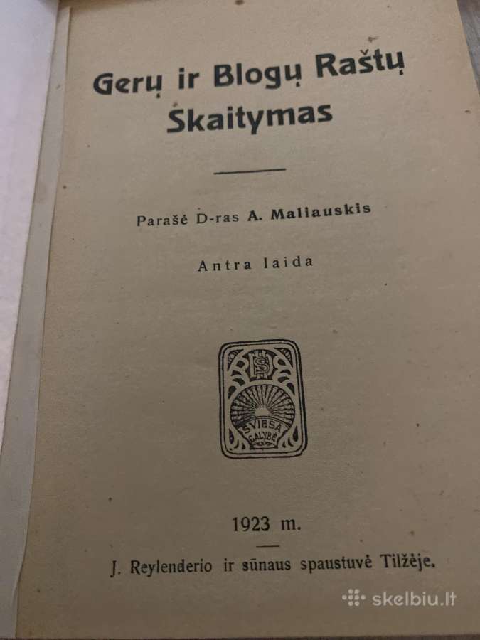 1923m.gerų ir Blogų Raštų Skaitymas