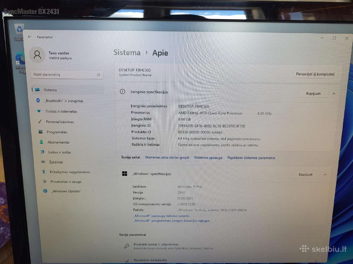 Naudotas Pc (Amd Fx Quad Core 4.2ghz, Rx580-8gb) - nuotraukos Nr. 3