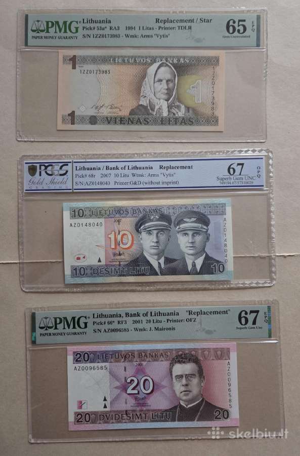 1,10,20 Litų replacement serijos - graduoti
